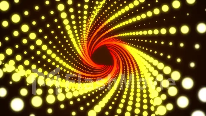 Abstract twisted yellow tunnel of dots background