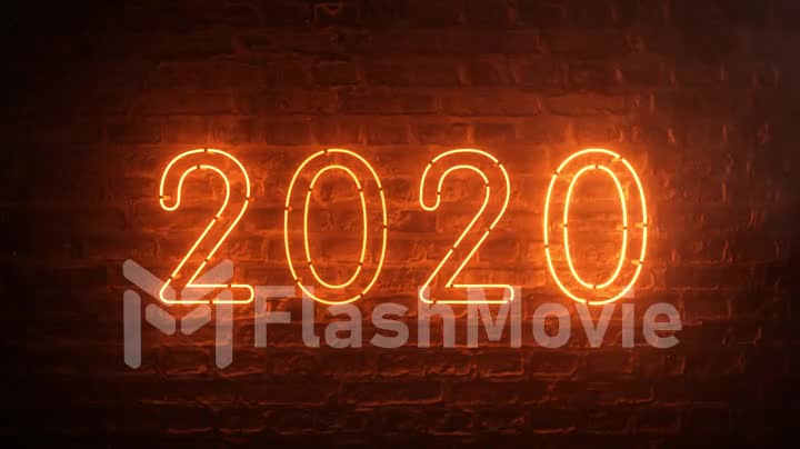 2020 fire orange neon sign background