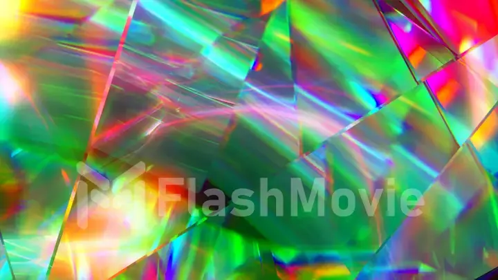 The light passes through the facets of a slowly rotating diamond and creates repetitive sparkling highlights and bright rainbow colors. Rainbow dispersion of light. 3d illustration