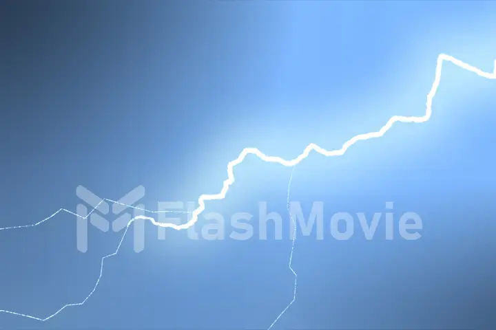 Bright glowing lightning on a dark background 3d illustration