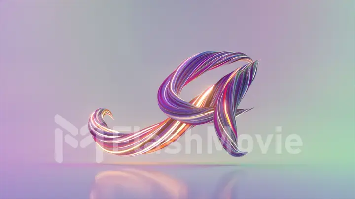 Collection Winding Alphabet. Unique twisted letters. Violet pink neon. Letter A. 3d Illustration