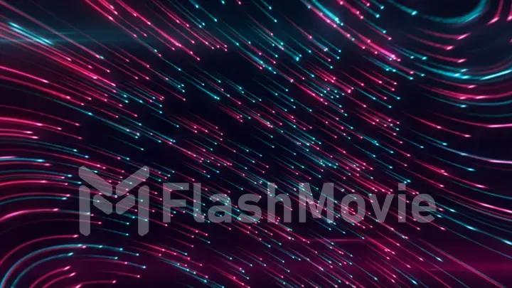Abstract neon background from light lines swirling in space. 3d illustration
