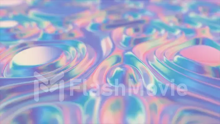 Animated 3D waving fabric texture. Liquid holographic background. Smooth wave surface of silk fabric with ripples and folds of fabric. 3d illustration