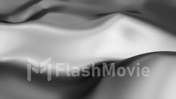3d illustration abstract background of a developing fabric. Wave motion on black silk.