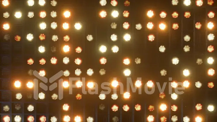 Flashing wall lights. Flashing lights Lanterns for clubs and discos. Matrix beam headlights. Nightclub halogen lamp. Warm light 3d illustration