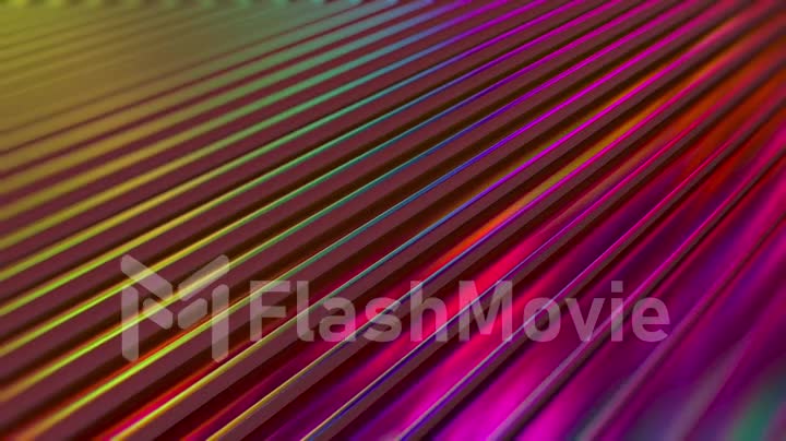 3d wavy surface. Abstract waving background with neon ripples. Liquid multicolor pattern, moving shapes. 4K looped video animation.