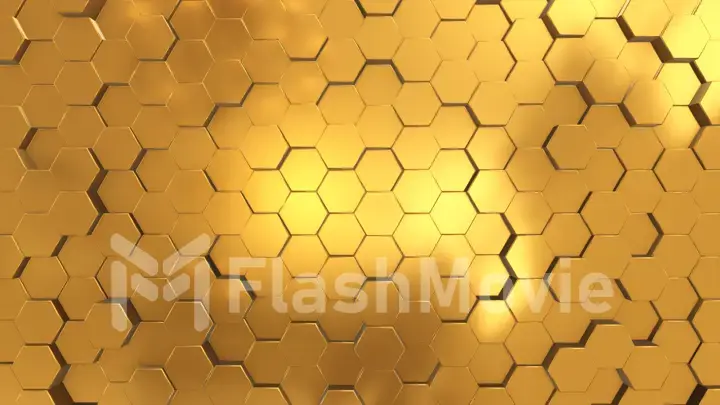 Abstract 3d illustration background made of shining golden hexagons