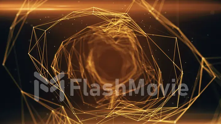 3d illustration Flying Through Digital Data Tunnel made of digital nodes and connection paths