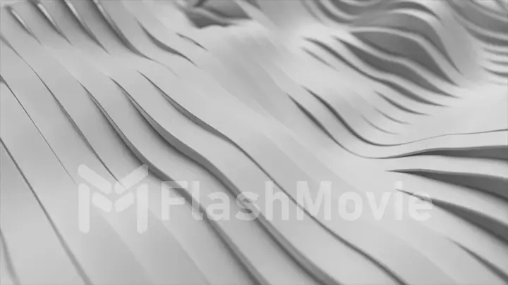 Abstract background with white wavy stripes. Modern black background template for documents, reports and presentations. Sci-fi futuristic. 3d illustration