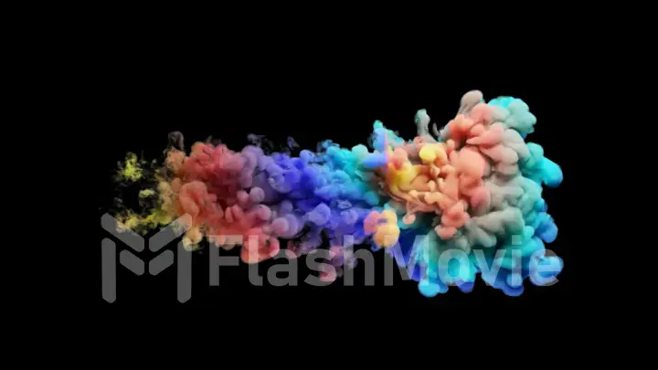 Splash of colored ink. Mysterious illusion. Multicolored cloud of smoke on a black isolated background. 3d illustration