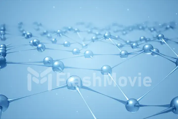 3d illustration slow moving of molecules or network from glass and crystal