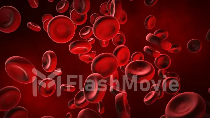 View under a microscope, blood-red blood cells in a living body, 3d illustration.