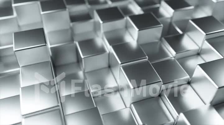 Abstract background of metal randomly moving cubes