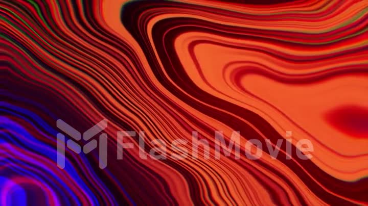 Fluid fractal background. Psychedelic oil streaks and stains blend against a dark background. 3d animation of a seamless loop