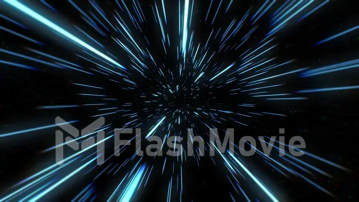 Abstract of warp or hyperspace motion in blue star trail. Exploding and expanding movement 3d illustration