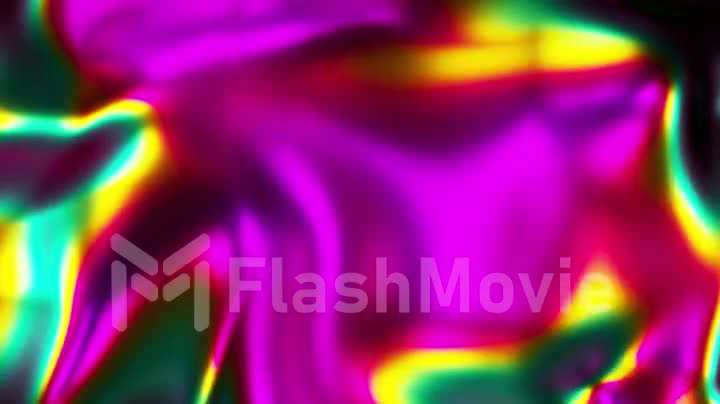 Abstract holographic gradient rainbow animation. 4K motion graphic. Trendy vibrant texture, fashion textile, neon colour, ambient graphic design, screen saver. Seameless loop 3d render