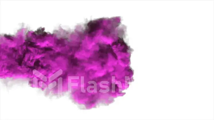 Purple dense smoke on a white background isolated