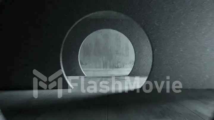 Endless flight in a gray concrete tunnel. The movement of the camera in a circle. 3d illustration