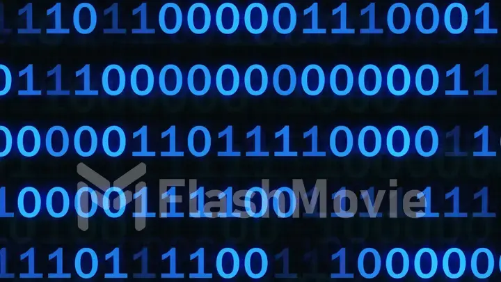 abstract binary code on blue digital screen