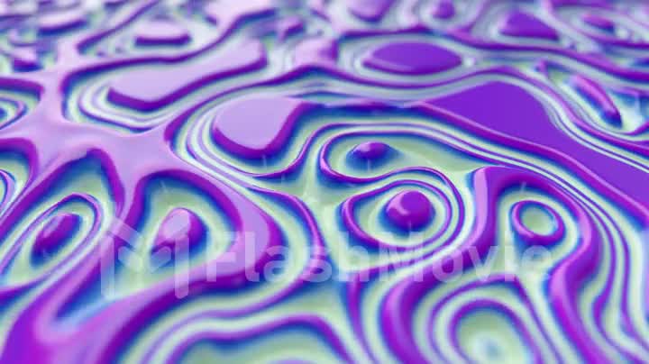 Moving random wavy texture. Psychedelic animated background. Transform abstract curved shapes. Seamless loop 3d redner