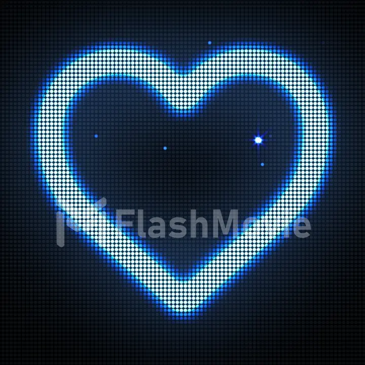 Heart shape on digital screen. Different colors and shapes in my profile.