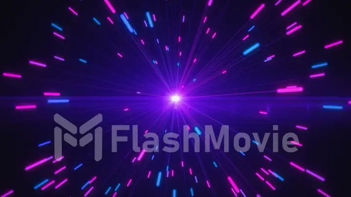 Abstract multicolored blasts of digital neon fireworks 3d illustration