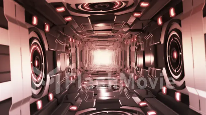 3d illustration futuristic design space ship interior infinite corridor