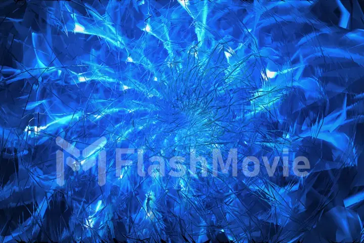 Abstract background with swirl of crystal glass and glassed drops. 3d illustration