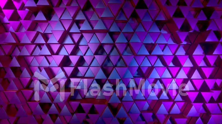 Abstract background of metal glossy triangles. Modern fashion lighting. 3d illustration