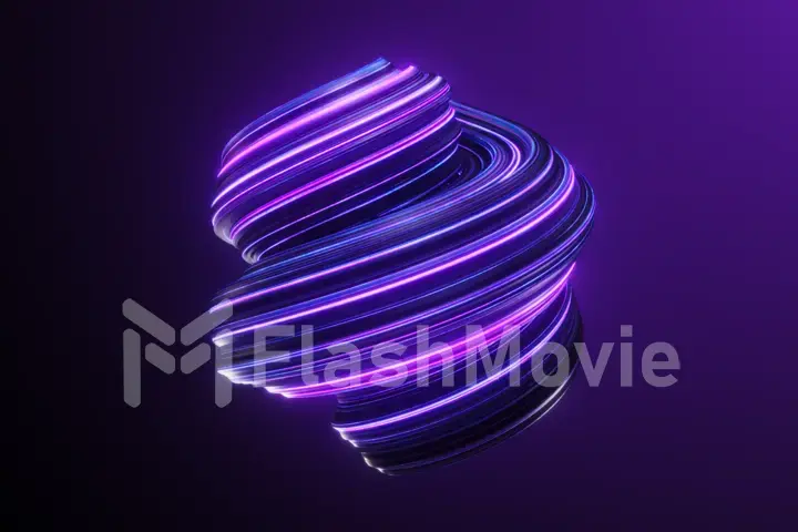 Abstract 3d illustration, rotating twisted shape, motion background design,