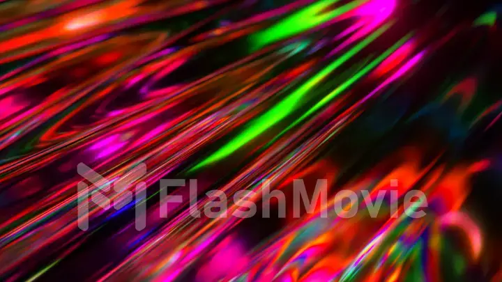 Colorful abstract animated background. The movement of a transparent multi-colored glass surface. Active movement of the liquid effect. Conceptual art. Rainbow gradient. 3d illustration