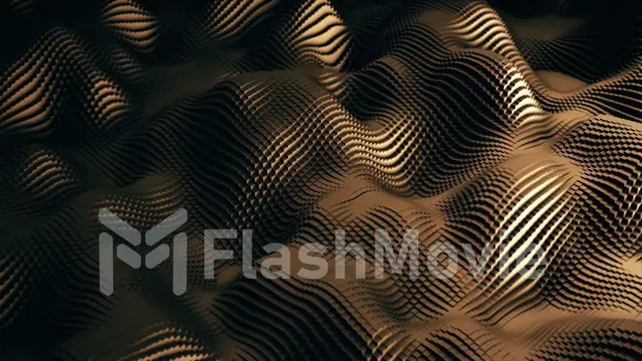 Abstract wave surface of moving metal blocks 3d illustration