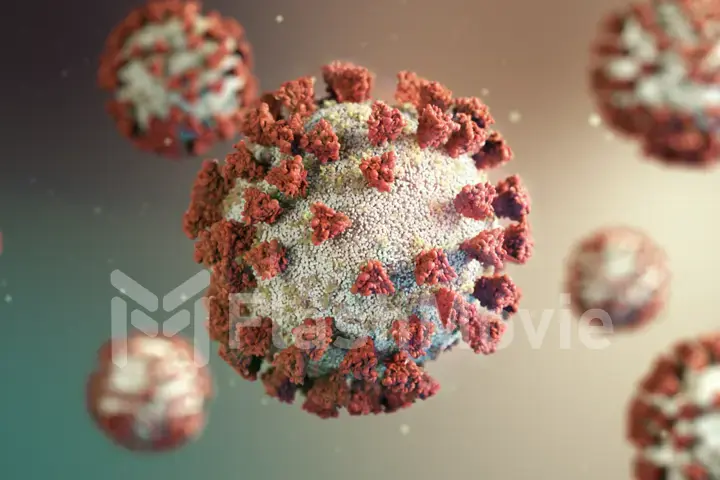 Realistic coronavirus cells for research. COVID-19 concept. also known as 2019-nCov. 3D illustration.