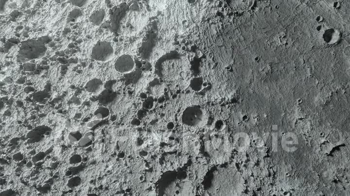 Textured surface of the moon close-up in motion