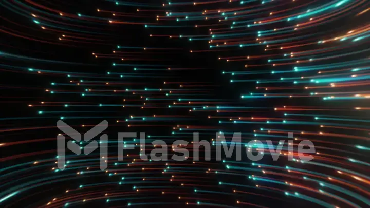 Abstract neon background from light lines swirling in space. 3d illustration