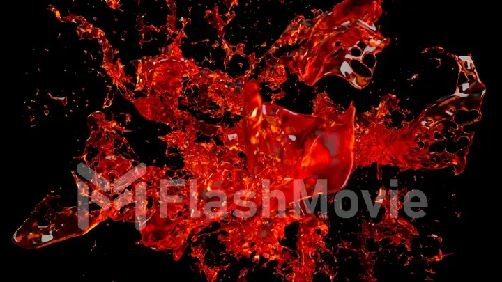 Spectacular splash of wine in slow motion on black isolated background 3d illustration