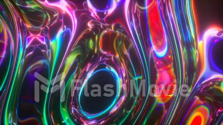 Colorful abstract animated background. The movement of a transparent multi-colored glass surface. Active movement of the liquid effect. Conceptual art. Rainbow gradient. 3d illustration