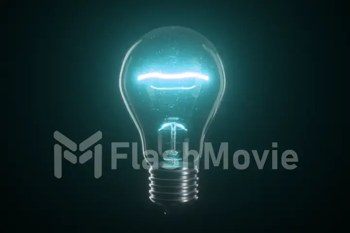 Flickering tungsten light bulb lamp over black isolated background. 3d illustration