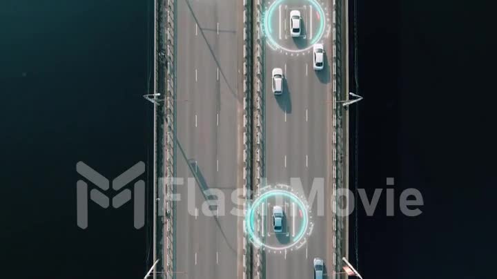 4k aerial view of driverless or autonomous car