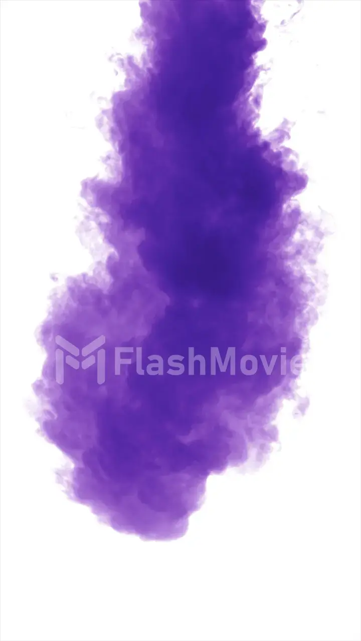 Purple dense smoke on a white background isolated