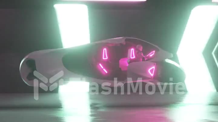 Flying a robot behind the wheel of a futuristic car