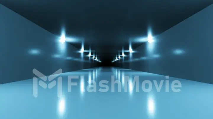 Futuristic sci-fi tunnel interior. Science fiction corridor. Abstract modern technology background. 3d illustration