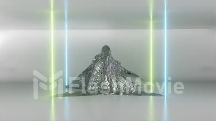 Dancing and entertainment concept. The diamond blanket is dancing. Ghost 3d animation of seamless loop