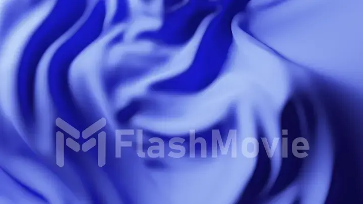 Blue wave fabric surface. Abstract soft background. Seamless loop 3d render