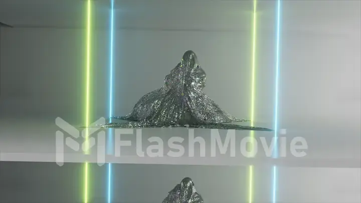 Dancing and entertainment concept. The diamond blanket is dancing. Ghost. Laser neon beams. 3d Illustration