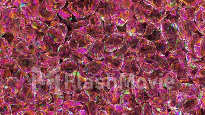 Love concept. Lots of pink diamond hearts. Rainbow. Neon color. Valentine's Day. 3d illustration