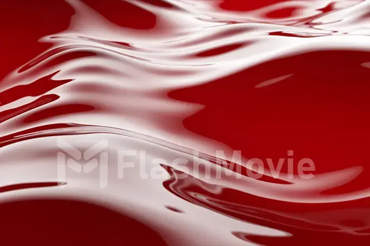 Beautiful red water surface. Abstract background 3d render with waving of waterline. 3d illustration
