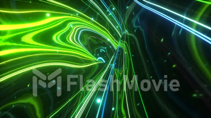 3d illustration, abstract topographic animation background, fluorescent ultraviolet light, glowing neon lines, move inside, green spectrum, modern colorful illumination