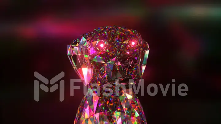 Collection of diamond animals. Barking dog. Nature and animals concept. Lowpoly. 3d illustration