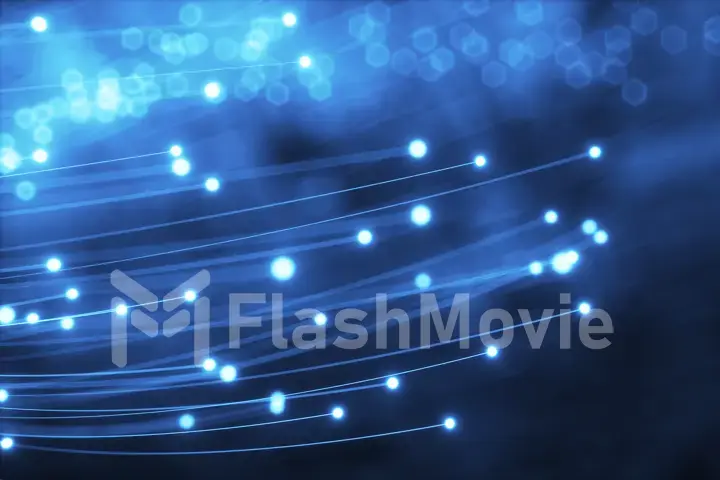 Abstract glowing fiber lines. Abstract blue glowing fiber optic lines. Bright light beam for fast data transfer for high-speed Internet connections 3d illustration